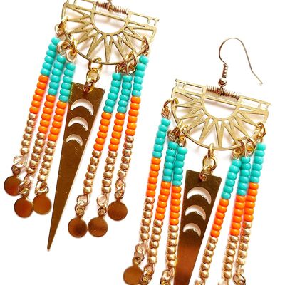 Frida Earrings - Turquoise/Orange