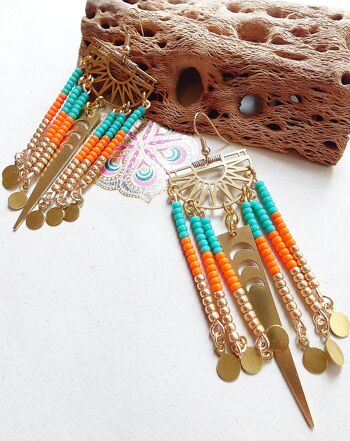 Boucles d'Oreilles Frida - Turquoise/Orange 3