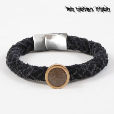 WE SHALL BEAT | BRACELET WITH SAND DAKAR RALLY – BLACK SUEDE | stainless steel LOCK | ROSE GOLD SAND ELEMENT