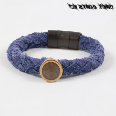 VENCEREMOS | PULSERA CON ARENA RALLY DAKAR – ANTE AZUL | BLOQUEO NEGRO | ELEMENTO DE ARENA DE ORO ROSA