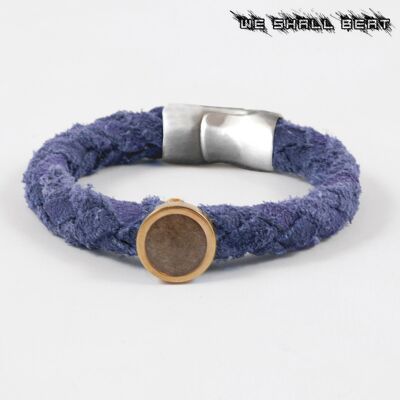 WE SHALL BEAT | BRACELET WITH SAND DAKAR RALLY – BLUE SUEDE | stainless steel LOCK | ROSE GOLD SAND ELEMENT