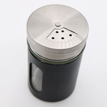 Pots à épices pour shaker SPICO - pots à épices noirs avec étiquettes - chêne 4