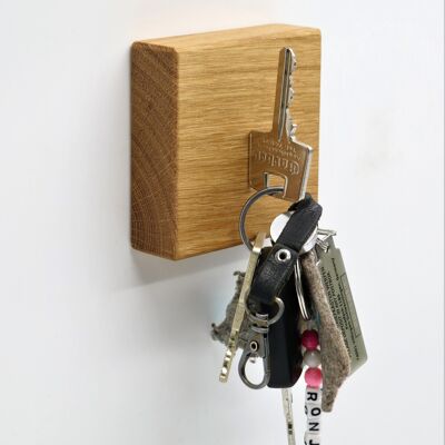 Magnetic holder CUBE - oak - adhesive pad (no drilling)