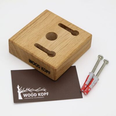 Magnetic holder CUBE - oak - screws (drilling required)