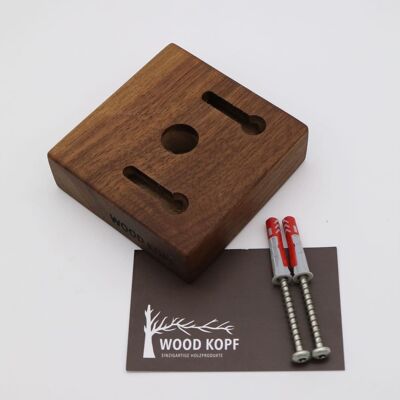 Magnetic holder CUBE - walnut - screws (drilling required)