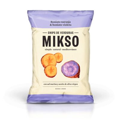 MIKSO Chips vegetales de boniato naranja y boniato violeta 85g
