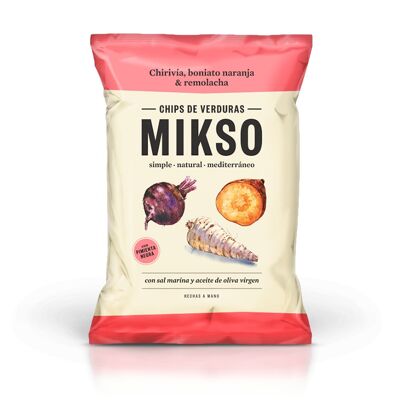 MIKSO Chips vegetales de chirivía, remolacha y boniato naranja 85g