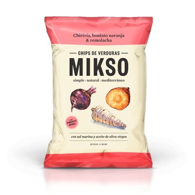 MIKSO Chips vegetales de chirivía, remolacha y boniato naranja 85g