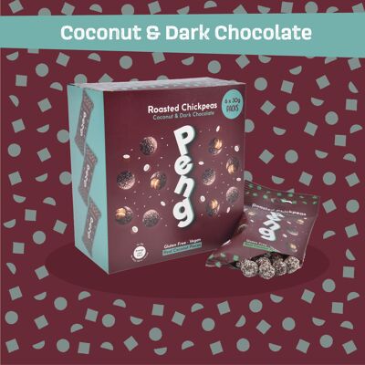 Multipack 6 x 30g PENG Geröstete Kichererbsen mit Kokosnuss und dunkler Schokolade