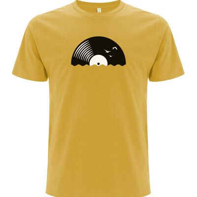 T-Shirt Vinyl Sun Unisex MOOIE Organic Cotton Fair Wear ocher