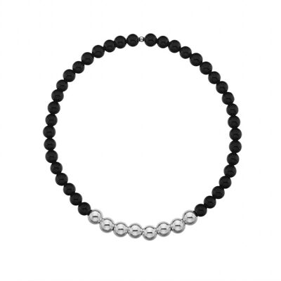 Bracelet onyx et argent pour homme