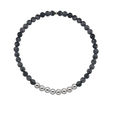 Pulsera Hombre Plata y Obsidiana