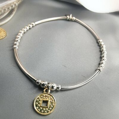 Bracelet pièce de monnaie en or porte-bonheur du nouvel an