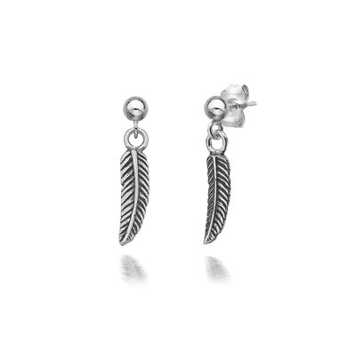 Pendientes Pluma Fe Plata