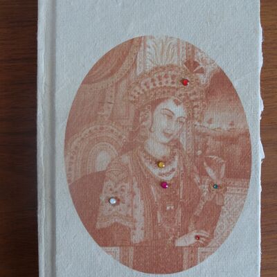 Interessantes Büchlein aus recyceltem Papier bedruckt mit indischer Göttin