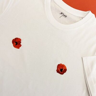 T-Shirt mit Mohnblumen-Stickerei