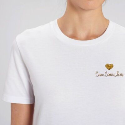 T-Shirt mit Herz-Herz-Liebe-Stickerei