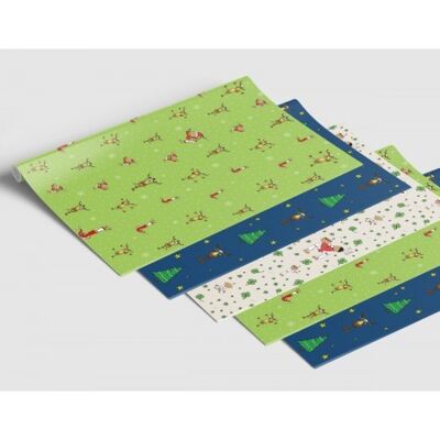 Geschenkpapier - Weihnachts-Set gemischt - 5 Bögen