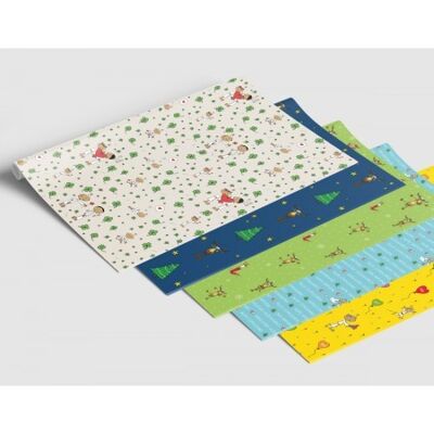 Geschenkpapier - Set gemischt - 5 Bögen