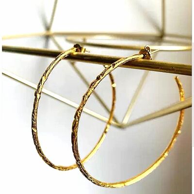 BRANCHE Gold plated hoop earrings diameter 6cm