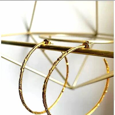 BRANCHE Gold plated hoop earrings diameter 6cm