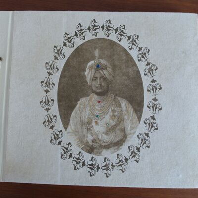 Recycled paper album with historical Maharaja photography
