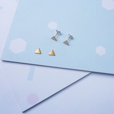 Tiny Triangle Studs- gold triangle stud earrings