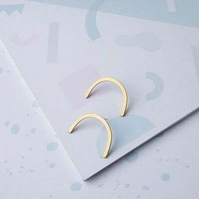 Curve Earrings- gold drop stud earrings