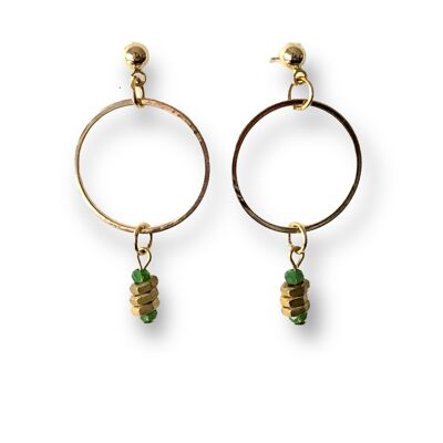 Round green nuts earrings