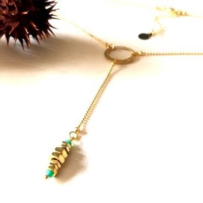 Turquoise nut short charm necklace