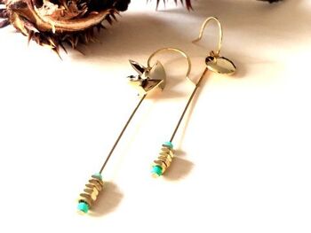 Boucles d'oreilles écrous dépareillees turquoise 1