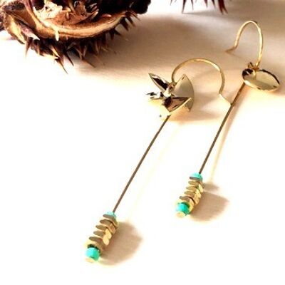 Turquoise mismatched nut earrings