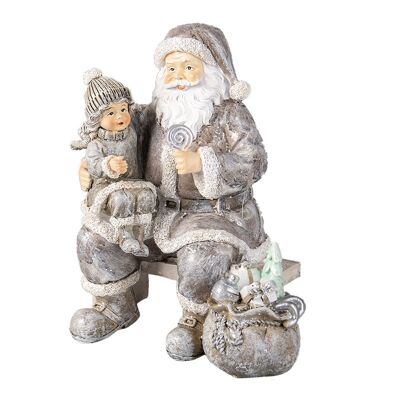 Decoratie kerstman met kind 15x10x16 cm 1