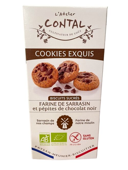 COOKIES EXQUIS Bio et Sans Gluten aux pépites de Chocolat 70% de Cacao d'une Manufacture Française