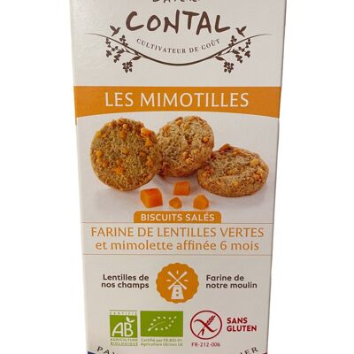 Organic and Gluten-Free Mimotille Aperitif Biscuits with Mimolette matured for 6 months