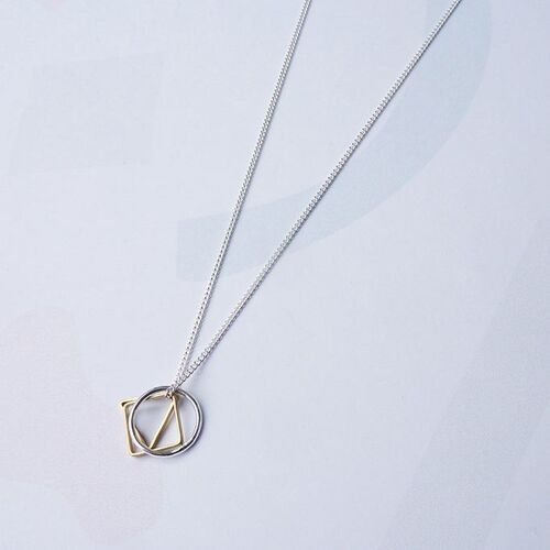 Mini Symmetry Necklace- silver  necklace with gold and silver geometric charms