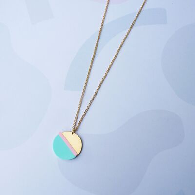 Horizon Necklace Mint & Pink- gold Necklace with laser cut acrylic Perspex pendant