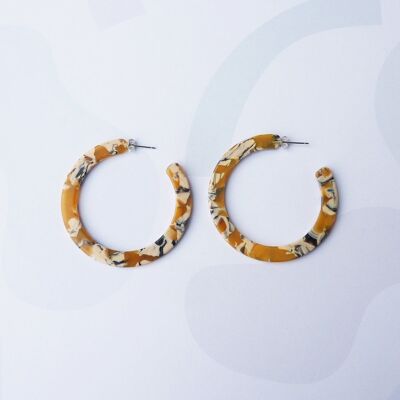 Saffron Hoop Earrings- yellow mix acetate resin statement hoops