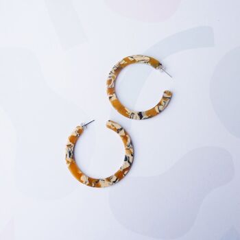 Boucles d’oreilles Saffron Hoop - cerceaux de déclaration en résine d’acétate de mélange jaune 3