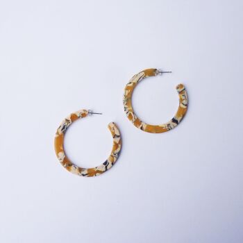 Boucles d’oreilles Saffron Hoop - cerceaux de déclaration en résine d’acétate de mélange jaune 5