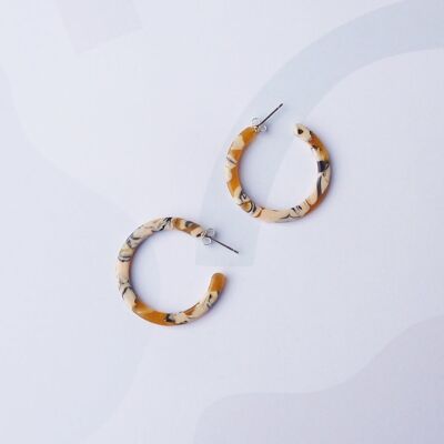 Saffron Slim Midi Hoop Earrings- yellow mix acetate resin hoops