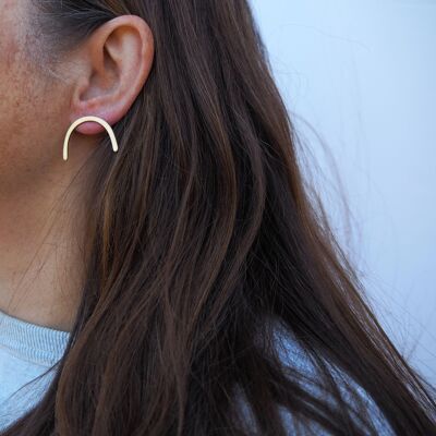 Curve Earrings- gold drop stud earrings