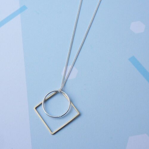 Sector Necklace- silver necklace with gold and silver geometric charms