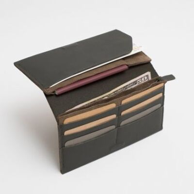 Leather travel wallet - Slate gray