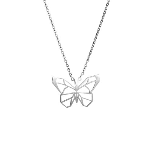 Butterfly Silver Origami Necklace