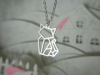 Collier Origami Chat Argent 2
