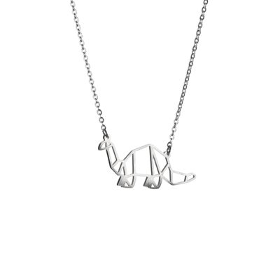Dinosaur Silver Origami Necklace