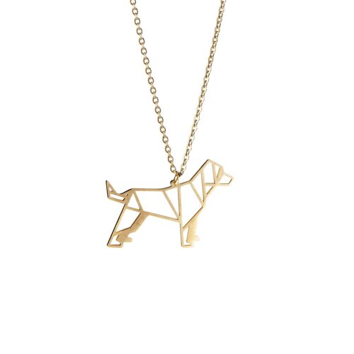 Dog Gold Origami Necklace