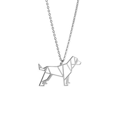 Dog Silver Origami Necklace