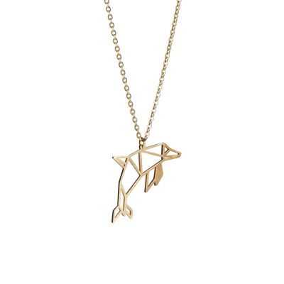 Dolphin Gold Origami Necklace